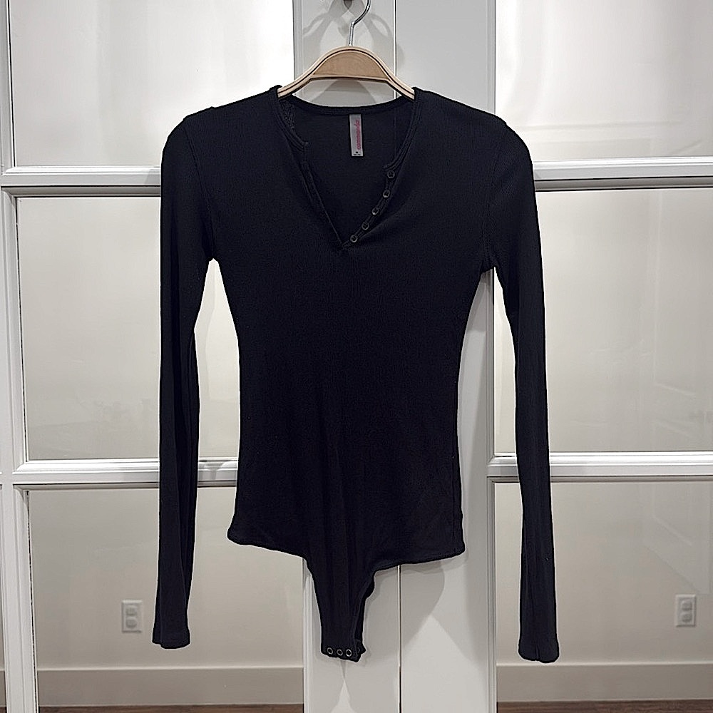 Commando Henley style bodysuit in black